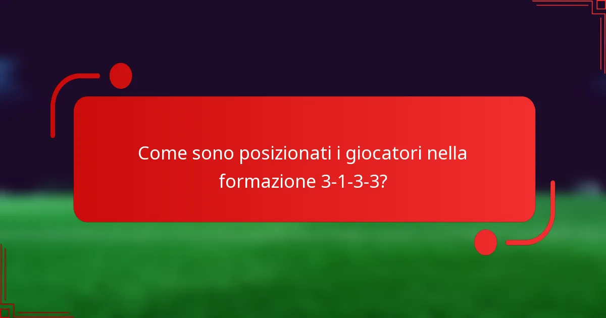 Come sono posizionati i giocatori nella formazione 3-1-3-3?